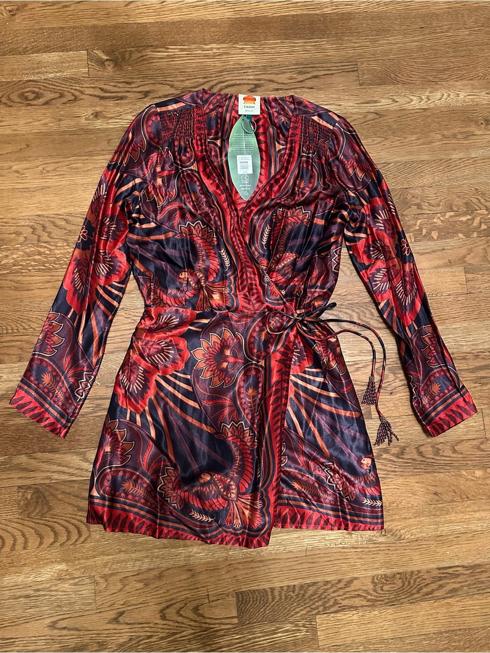 NWT Farm Rio Macaw Arabesque Mini Wrap Dress size small SOLD OUT Neiman Marcus - Picture 13 of 16